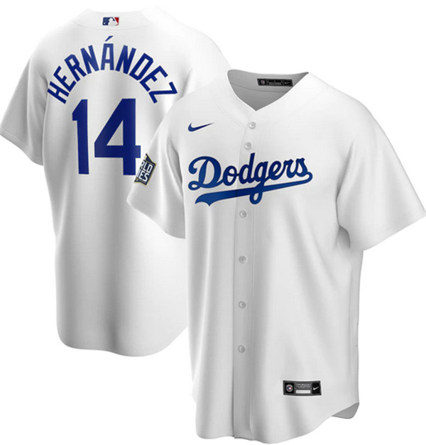 Men's Los Angeles Dodgers #14 Kiké Hernández White 2020 World Series Bound stitched MLB Jersey Men's Los Angeles Dodgers #14 Kiké Hernández White 2020 World Series Bound stitched MLB Jersey